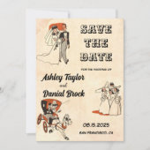 retro klassieke strip Wedding Save the Date Kaart (Voorkant)