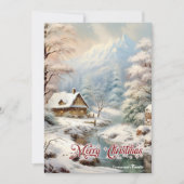 Retro  klassieker gezellige winterbergscène feestdagenkaart (Voorkant)