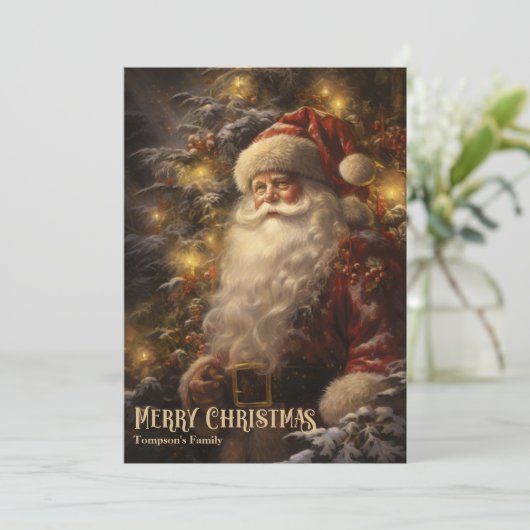 retro klassieker Sinterklaas in het bos Feestdagenkaart (Staand voorkant)