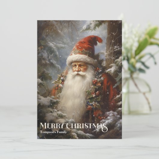 retro klassieker Sinterklaas in het bos Feestdagenkaart (Staand voorkant)