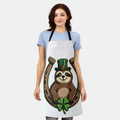 Retro Klaver Luiaard St. Patrick's Dag Ontwerp 2 Schort (Gedragen)