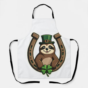 Retro Klaver Luiaard St. Patrick's Dag Ontwerp 2 Schort
