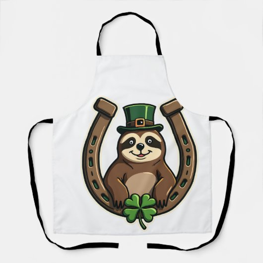 Retro Klaver Luiaard St. Patrick's Dag Ontwerp 2 Schort (Voorkant)