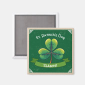Retro Klaver St. Patrick's Day Magneet (Voorkant / Achterkant)