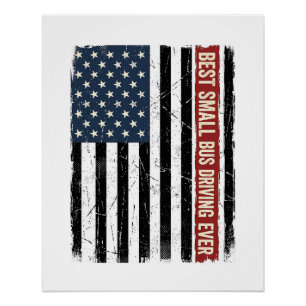 Retro Klein Buschauffeur Vlag Shirt Ontwerp_1 Perfect Poster