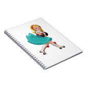Retro klein meisje op schaatsen notitieboek (Rechterzijde)