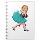 Retro klein meisje op schaatsen notitieboek (Voorkant)