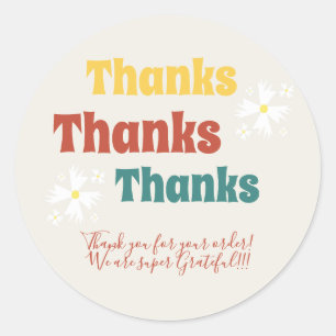 Retro Klein Zakelijk Madeliefje Groovy Bedankt   Ronde Sticker