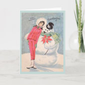 Retro kleindochter kerst Kaart (Voorkant)