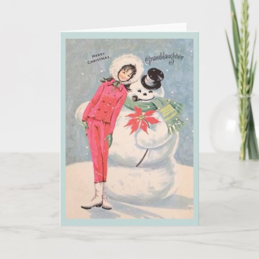 Retro kleindochter kerst Kaart (Voorkant)