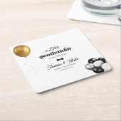 Retro Kleine Gentleman Balloons Jongen Baby shower Kartonnen Onderzetters (Schuin)