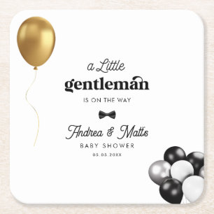 Retro Kleine Gentleman Balloons Jongen Baby shower Kartonnen Onderzetters