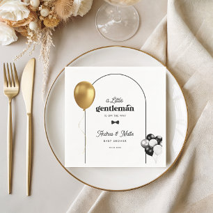 Retro Kleine Gentleman Balloons Jongen Baby shower Servet