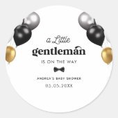Retro Kleine Gentleman Zwart Wit Jongen Baby showe Ronde Sticker (Voorkant)