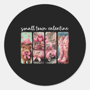 Retro Kleine Stad Valentijn Schattige Koe Valentij Ronde Sticker