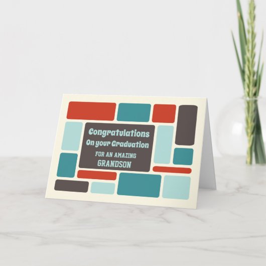 Retro Kleinzoon Gefeliciteerd Afstuderen Kaart (Voorkant)