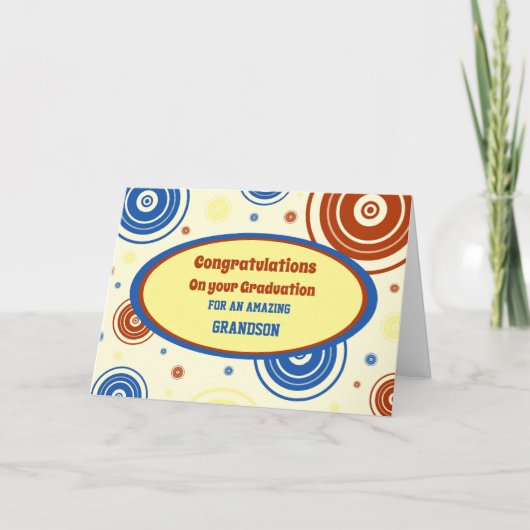 Retro Kleinzoon Gefeliciteerd Afstuderen Kaart (Voorkant)