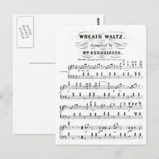 Retro-kleppen van muzieknoten vellen ( wals) briefkaart (Voorkant / Achterkant)