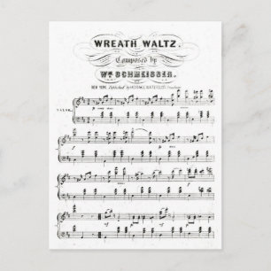 Retro-kleppen van muzieknoten vellen ( wals) briefkaart