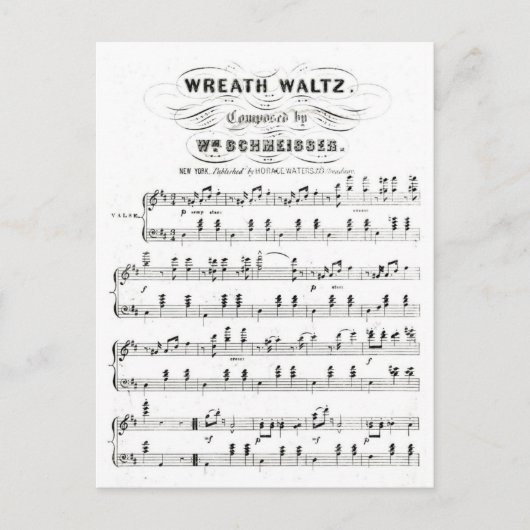 Retro-kleppen van muzieknoten vellen ( wals) briefkaart (Voorkant)