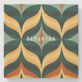 Retro Kleur 70s Patroon  Stenen Onderzetter (Voorkant)