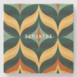 Retro Kleur 70s Patroon  Stenen Onderzetter