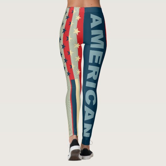 Retro Kleur Amerikaanse Vlag #9 Leggings (Achterkant)