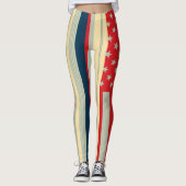 Retro Kleur Amerikaanse Vlag #9 Leggings (Voorkant)