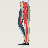 Retro Kleur Amerikaanse Vlag #9 Leggings (Links)
