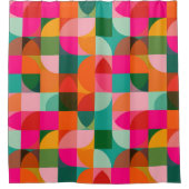 Retro kleur blokkeert Abstract patroon midden eeuw Douchegordijn (Voorkant)