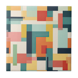 Retro kleur blokken Mid Century moderne geometrisc Tegeltje