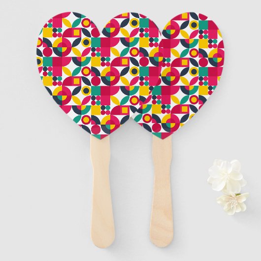 Retro kleur handwaaier (Voorkant en achterkant)