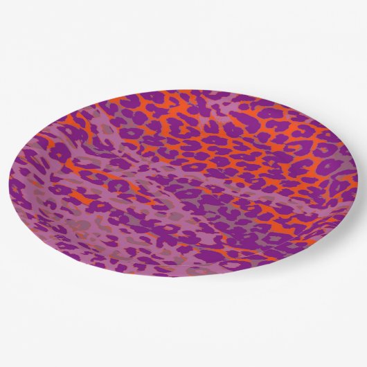 Retro Kleur Luipaard Print Huid #40 Papieren Bordje (Gekanteld)