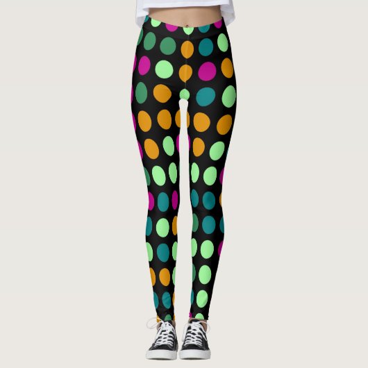 Retro Kleur Polka Dots Patroon #23 Leggings (Voorkant)