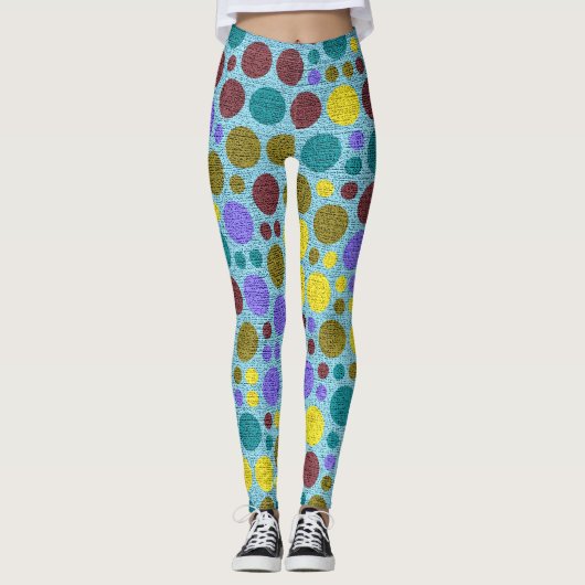 Retro Kleur Polka Dots Patroon #3 Leggings (Voorkant)