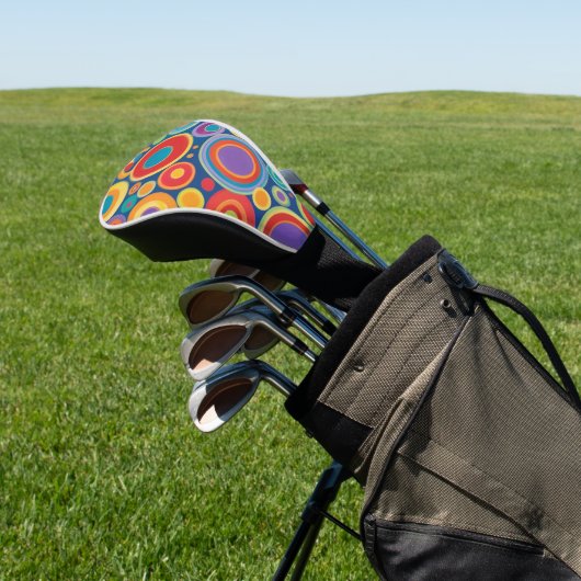 Retro kleur Pop cirkels Golfheadcover (Insitu)