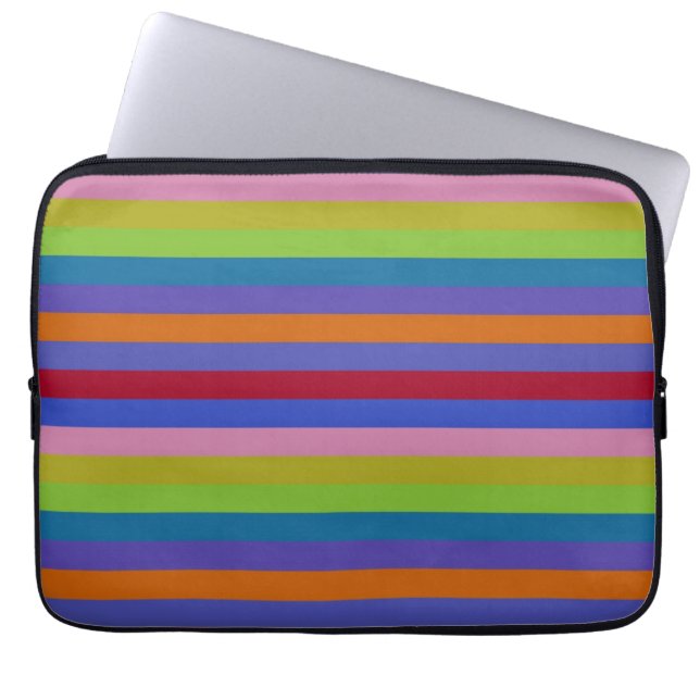 Retro Kleur Streeppatroon 7 Laptop Sleeve (Voorkant)