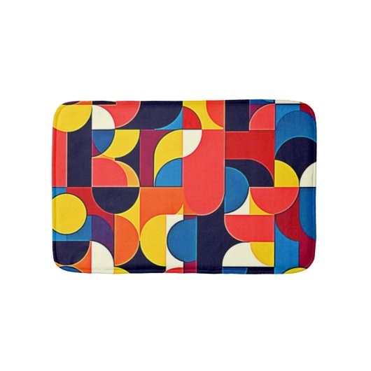Retro Kleurblok Geometrie Kunst Badmat (Voorkant)