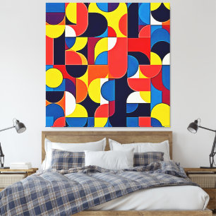 Retro Kleurblok Geometrie Kunst Canvas Afdruk
