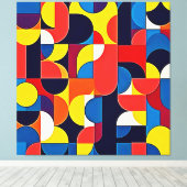 Retro Kleurblok Geometrie Kunst Canvas Afdruk (Insitu (Houten vloer))