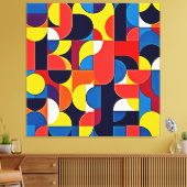 Retro Kleurblok Geometrie Kunst Canvas Afdruk (Insitu (Woonkamer))
