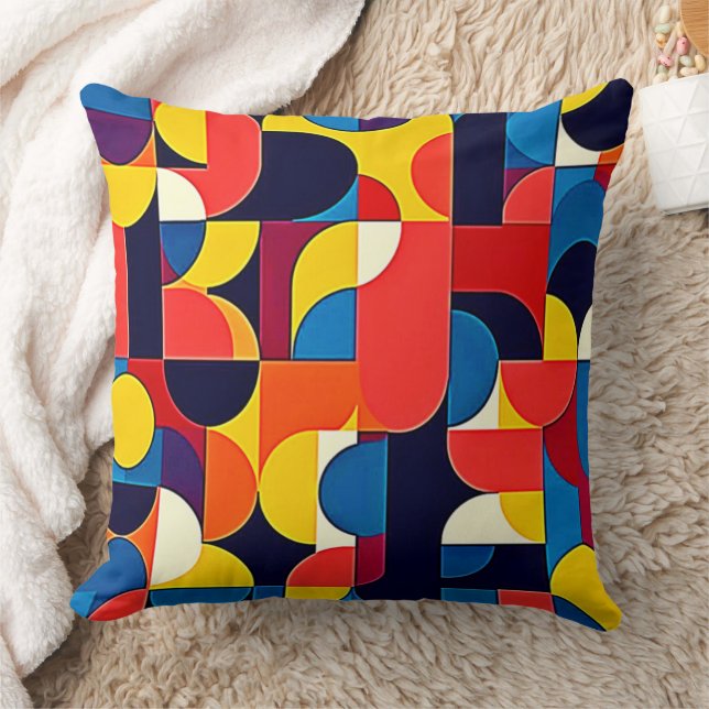 Retro Kleurblok Geometrie Kunst Kussen (Deken)