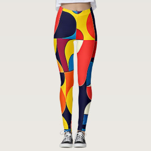 Retro Kleurblok Geometrie Kunst Leggings
