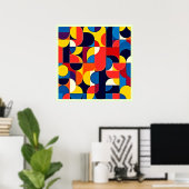 Retro Kleurblok Geometrie Kunst Poster (Thuiskantoor)