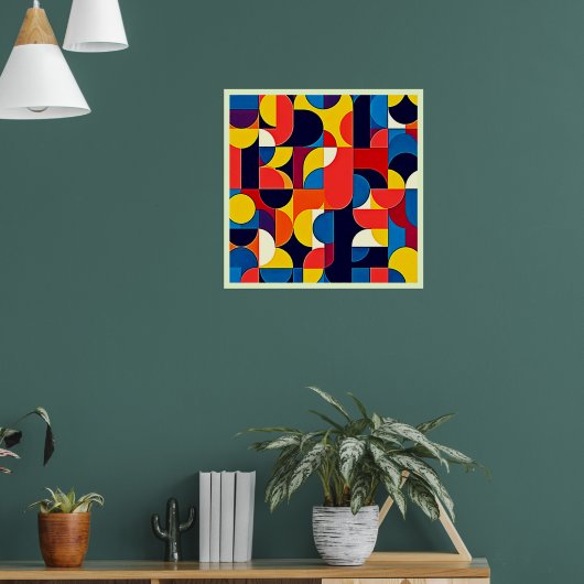 Retro Kleurblok Geometrie Kunst Poster (Woonkamer 1)