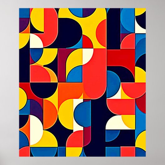 Retro Kleurblok Geometrie Kunst Poster (Voorkant)