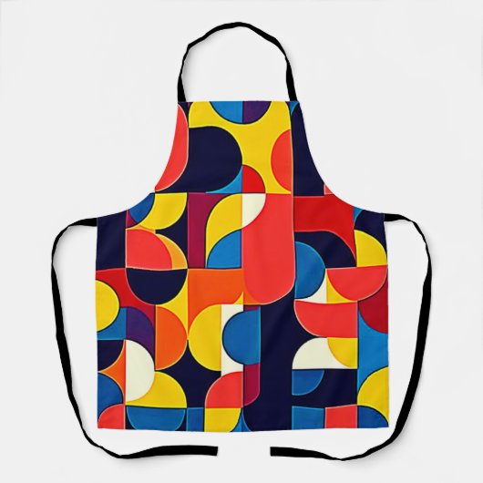 Retro Kleurblok Geometrie Kunst Schort (Voorkant)