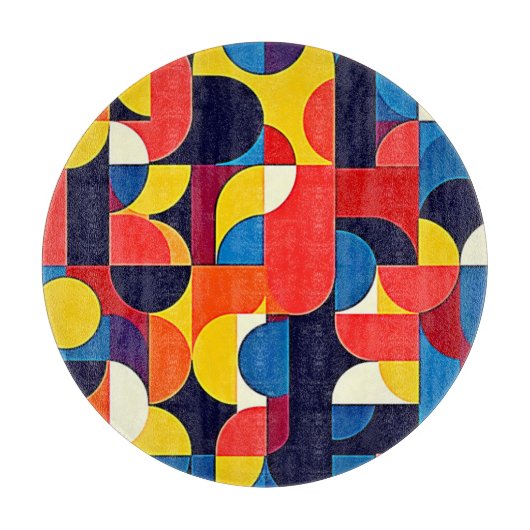 Retro Kleurblok Geometrie Kunst Snijplank (Voorkant)