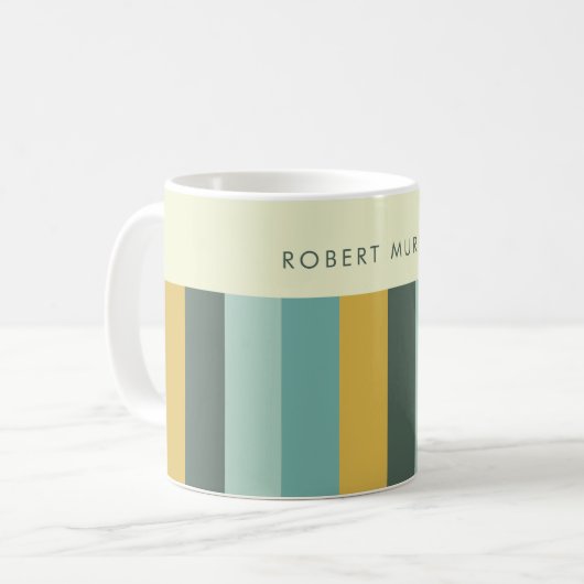 Retro Kleurblok  Vibe Horizontale Strepen Koffiemok (Voorkant links)