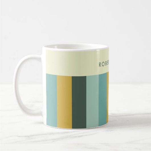 Retro Kleurblok  Vibe Horizontale Strepen Koffiemok (Links)